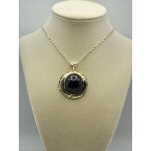 Large Garnet Pendant Handmade In USA Sterling Silver Gold Vermeil